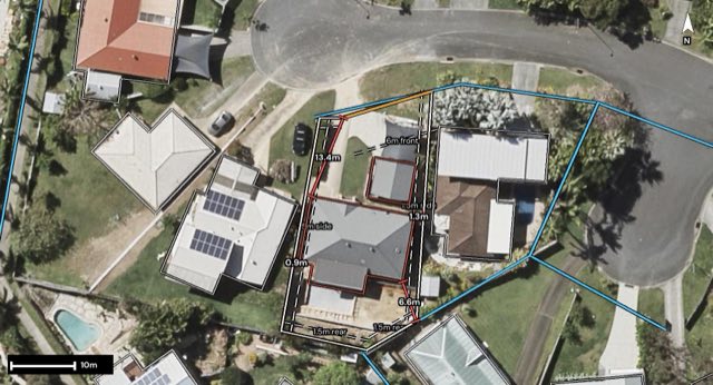 Aerial of 36 Centurion Crescent, Nerang QLD 4211 with the block outlined