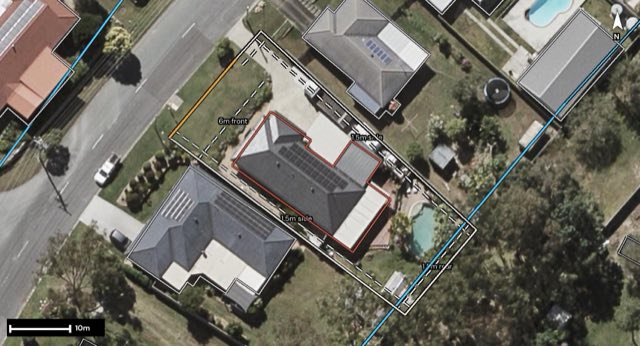 Aerial of 36 Kaiser Drive, Windaroo QLD 4207 with the block outlined