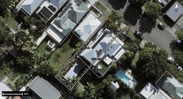 Aerial of 37 Hawthorne Street, New Farm QLD 4005 with the block outlined