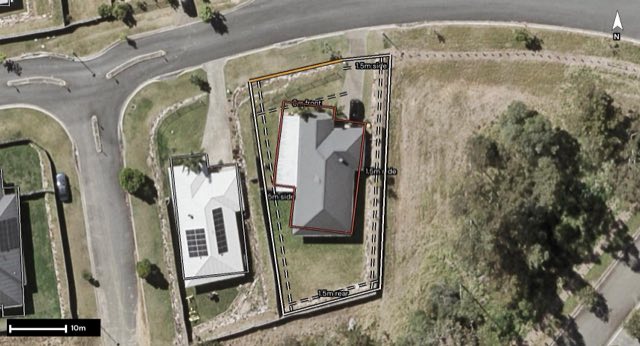 Aerial of 37 Monza Street, Beaudesert QLD 4285 with the block outlined