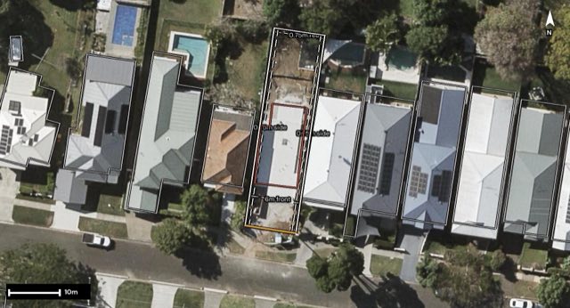 Aerial of 37 Tarm Street, Wavell Heights QLD 4012 with the block outlined