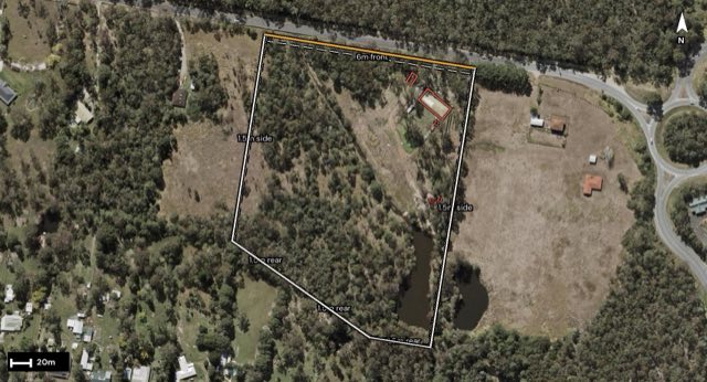Aerial of 38-56 Stoney Camp Road, Park Ridge South QLD 4125 with the block outlined