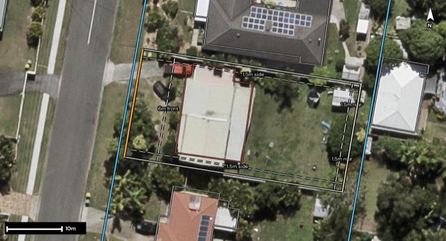 Aerial of 38 Straight Drive, Browns Plains QLD 4118 with the block outlined