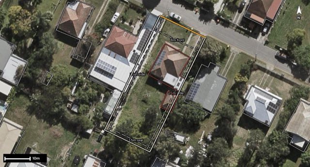 Aerial of 39 Inskip Street, Rocklea QLD 4106 with the block outlined