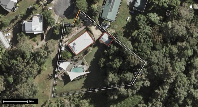 Aerial of 39 Whistler Court, Upper Caboolture QLD 4510 with the block outlined