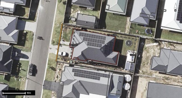 Aerial of 4 Amalfi Circuit, Jimboomba QLD 4280 with the block outlined