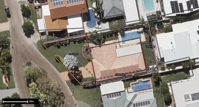 Aerial of 4 Cygnet Court, Wurtulla QLD 4575 with the block outlined