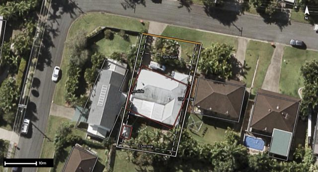 Aerial of 4 Fiesta Court, Everton Hills QLD 4053 with the block outlined