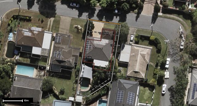 Aerial of 4 Kelda Street, Robertson QLD 4109 with the block outlined