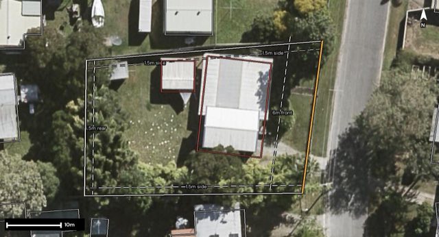 Aerial of 4 Merle Street, Burpengary QLD 4505 with the block outlined