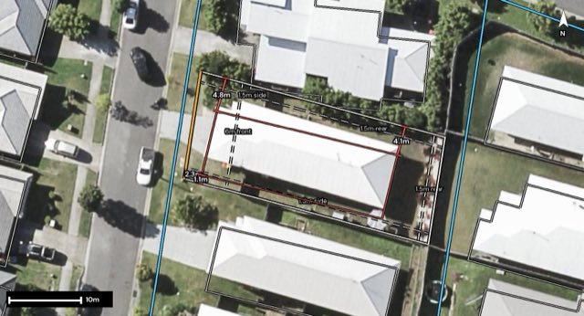 Aerial of 4 Nightshade Crescent, Pimpama QLD 4209 with the block outlined