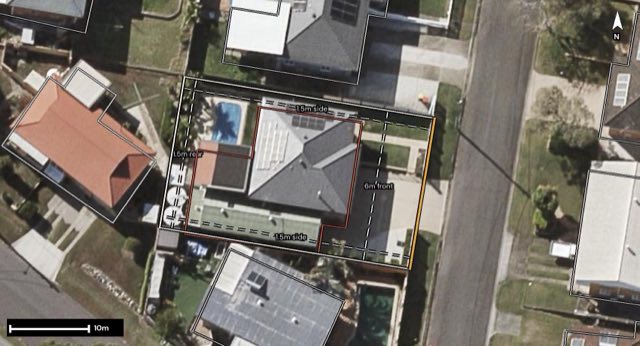 Aerial of 4 Safari Street, Chermside West QLD 4032 with the block outlined