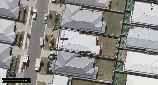 Aerial of 40 Chikameena Street, Logan Reserve QLD 4133 with the block outlined