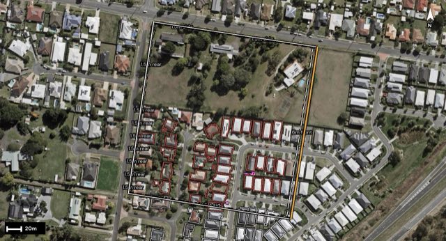 Aerial of 41 Wright Crescent, Flinders View QLD 4305 with the block outlined