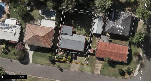 Aerial of 42 Augusta Street, Aspley QLD 4034 with the block outlined