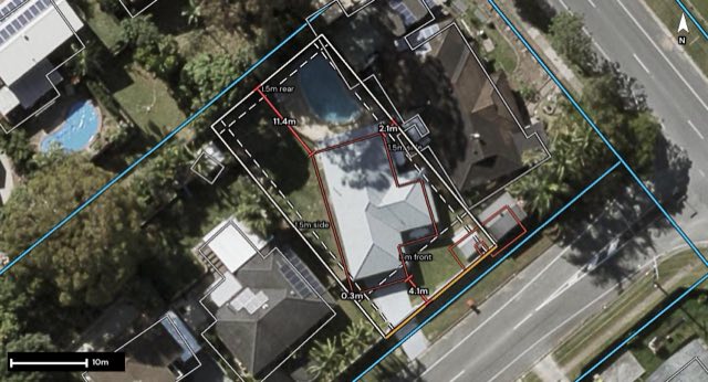 Aerial of 42 Forrest Avenue, Molendinar QLD 4214 with the block outlined