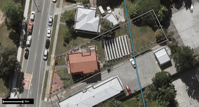 Aerial of 42 Kent Street, Beenleigh QLD 4207 with the block outlined