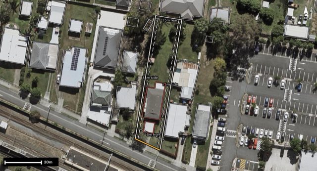 Aerial of 42 Nectarine Street, Runcorn QLD 4113 with the block outlined
