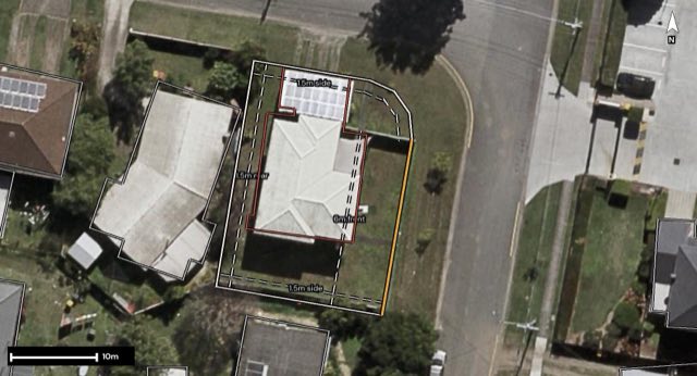 Aerial of 424 Watson Road, Acacia Ridge QLD 4110 with the block outlined