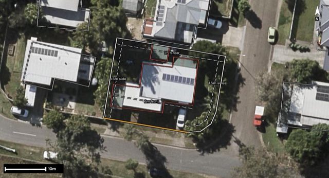 Aerial of 43 Parthenia Street, Boondall QLD 4034 with the block outlined