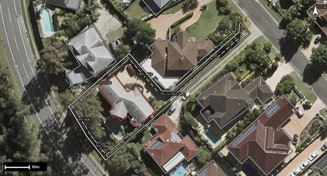 Aerial of 44 Drysdale Street, Mount Ommaney QLD 4074 with the block outlined