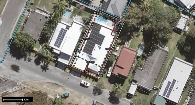 Aerial of 45 Binya Avenue, Coolangatta QLD 4225 with the block outlined