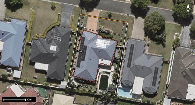 Aerial of 45 Columbus Circuit, Drewvale QLD 4116 with the block outlined