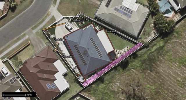 Aerial of 46 Dampier Crescent, Drewvale QLD 4116 with the block outlined