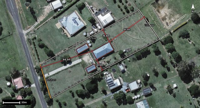 Aerial of 46 Heron Street, Laidley Heights QLD 4341 with the block outlined