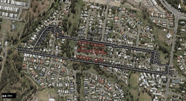 Aerial of 46 Milford Street, Redbank Plains QLD 4301 with the block outlined