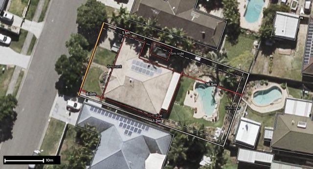 Aerial of 46 Orchid Drive, Mount Cotton QLD 4165 with the block outlined
