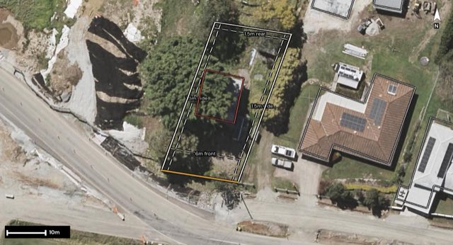 Aerial of 48 Warner Road, Warner QLD 4500 with the block outlined