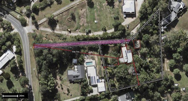 Aerial of 480 Glenview Road, Glenview QLD 4553 with the block outlined