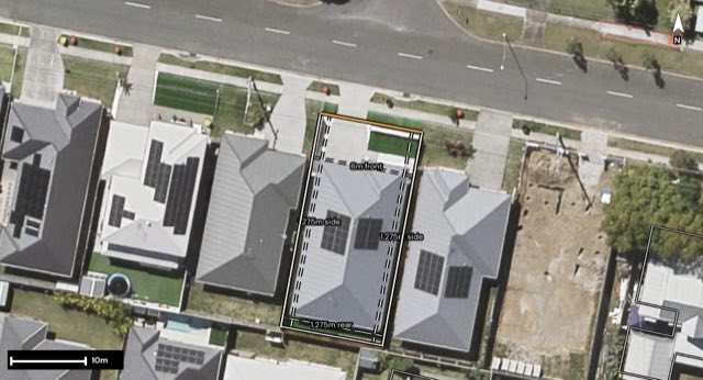 Aerial of 49 Childs Street, Bracken Ridge QLD 4017 with the block outlined