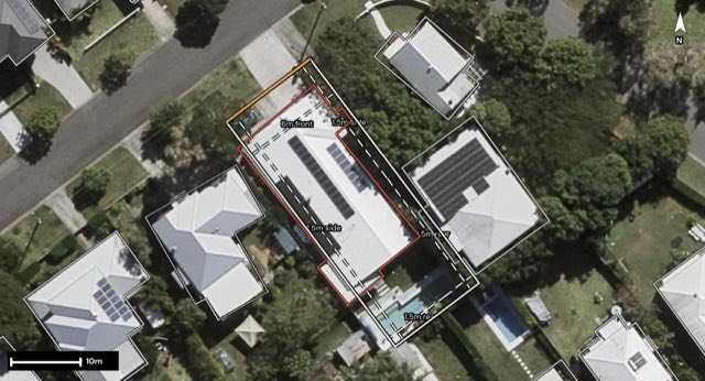 Aerial of 49 Larwill Avenue, Northgate QLD 4013 with the block outlined