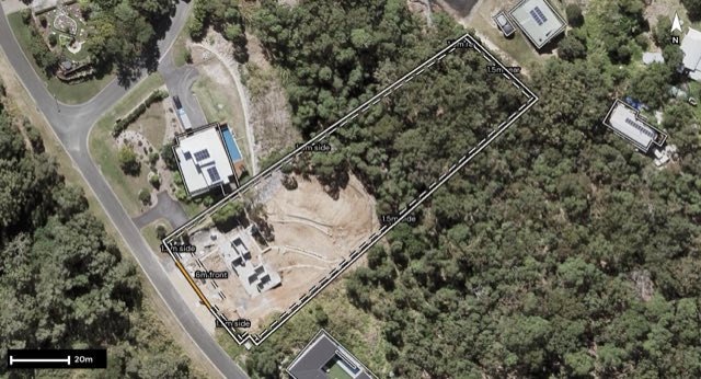 Aerial of 5-7 Cania Place, Yandina Creek QLD 4561 with the block outlined