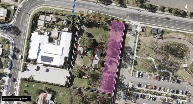 Aerial of 5-9 East Street, Jimboomba QLD 4280 with the block outlined