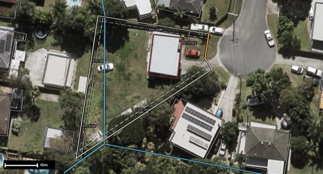 Aerial of 5 Armstrong Avenue, Slacks Creek QLD 4127 with the block outlined