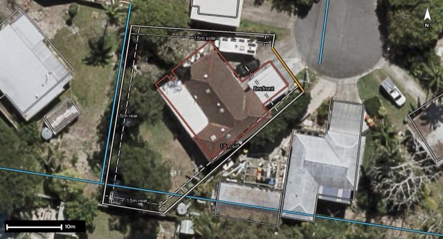 Aerial of 5 Beela Street, Slacks Creek QLD 4127 with the block outlined