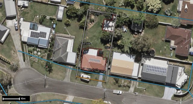 Aerial of 5 Coora Court, Hillcrest QLD 4118 with the block outlined