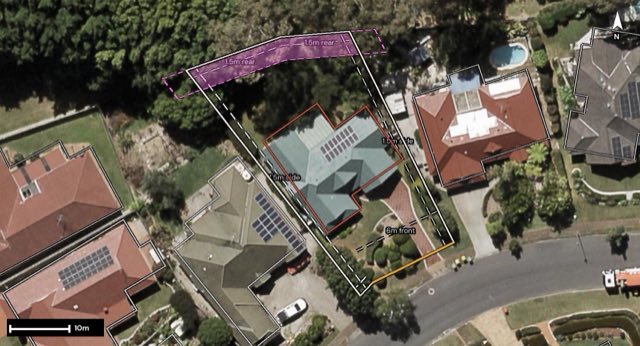 Aerial of 5 Fordington Way, Murrumba Downs QLD 4503 with the block outlined