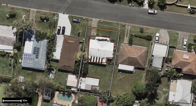 Aerial of 5 Napier Street, Kippa-Ring QLD 4021 with the block outlined