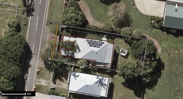 Aerial of 5 Neville Road, Bridgeman Downs QLD 4035 with the block outlined