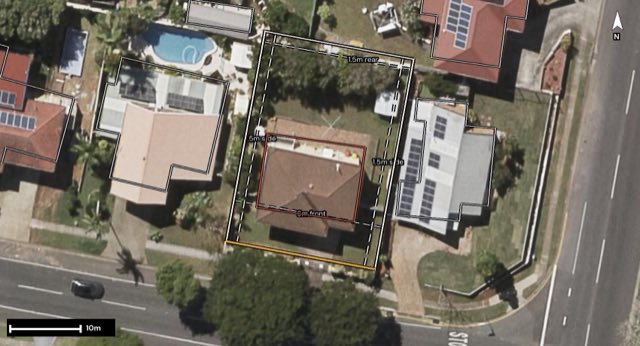 Aerial of 5 Phillips Street, Bracken Ridge QLD 4017 with the block outlined