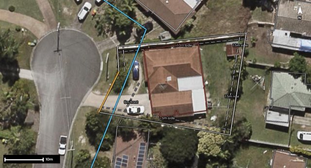 Aerial of 5 Vanice Court, Browns Plains QLD 4118 with the block outlined
