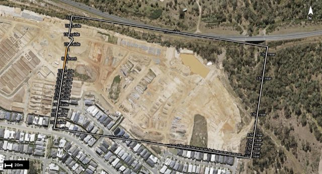 Aerial of 50 Carnarvon Drive, South Ripley QLD 4306 with the block outlined