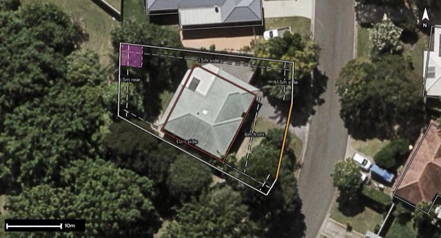 Aerial of 50 Claremont Drive, Murrumba Downs QLD 4503 with the block outlined