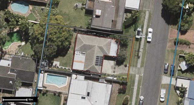 Aerial of 50 Coleman Crescent, Springwood QLD 4127 with the block outlined