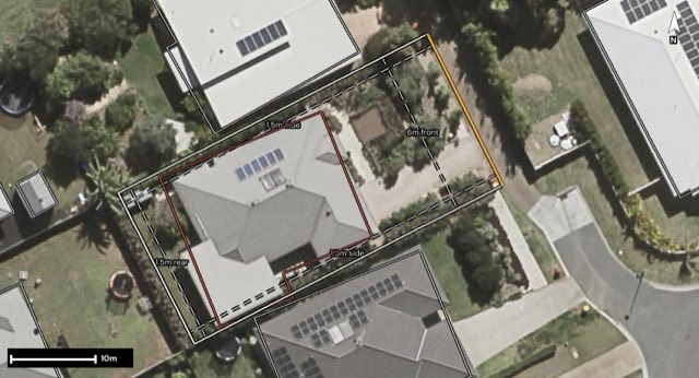 Aerial of 50 Mallee Circuit, Moggill QLD 4070 with the block outlined