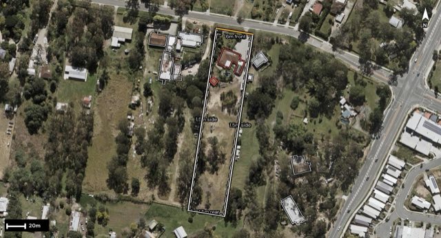 Aerial of 51-53 Harris Street, Bellbird Park QLD 4300 with the block outlined